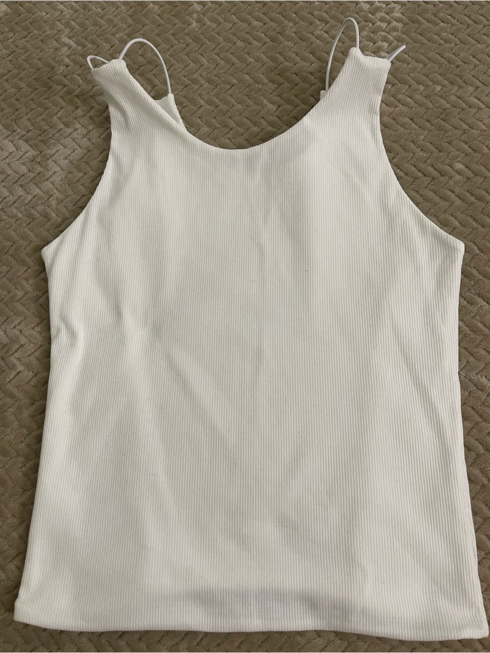 Women's White Ribbed Tank Top - Unbranded